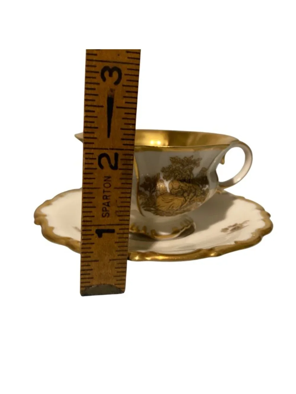 Lindner Keups Baroque Rocco Gold And White Courting Couple Demitasse Tea Cup